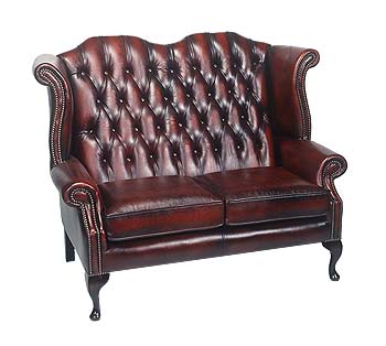 Furniture123 Queen Anne Leather 2 Seater Sofa