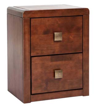 Furniture123 Reya Dark Stain Solid Pine 2 Drawer Bedside Chest