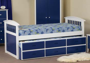 Furniture123 Robin Kids Storage Trundle Guest Bed in Blue
