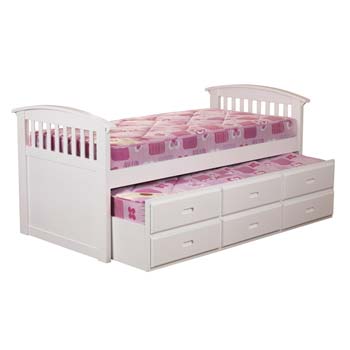 Furniture123 Robin Kids Storage Trundle Guest Bed in White