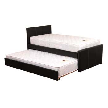 Romy Upholstered Trundle Guest Bed in Black