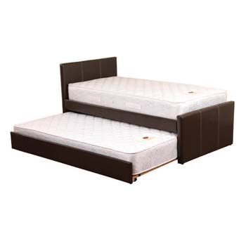 Romy Upholstered Trundle Guest Bed in Chocolate
