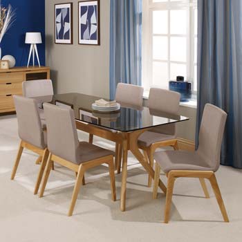 Furniture123 Rosca Solid Oak Rectangular Dining Set with
