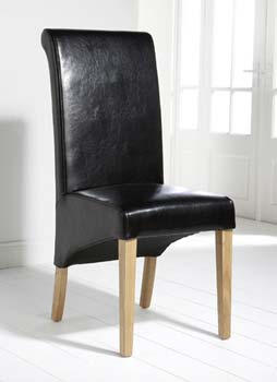 Royal Leather Dining Chairs in Black (pair) -