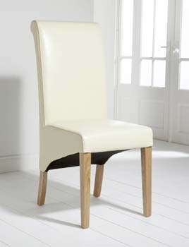 Royal Leather Dining Chairs in Ivory (pair) -