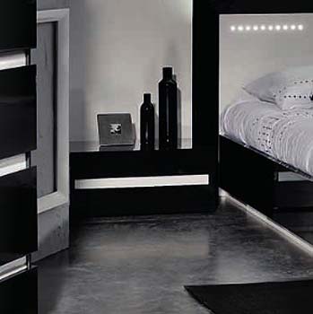 Rubin High Gloss Bedside Chest in Black and White