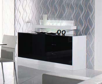 Furniture123 Rubin High Gloss Sideboard in Black and White