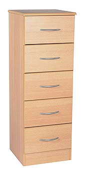Furniture123 Stratford Narrow 5 Drawer Chest in Beech