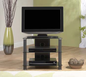 Thorley Black Glass Compact Corner TV Unit TL007
