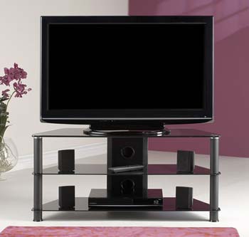 Thorley Black Glass Large Corner TV Unit TL001