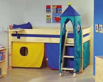 Furniture123 Thuka Maxi 7 - Midsleeper with Multi-Coloured Tent and Square Tower