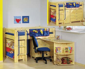 Thuka Shorty 2 - Midsleeper with Desk- Drawers and Bookcase