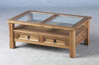 Furniture123 Toledo Pine Glass Coffee Table - FREE NEXT DAY