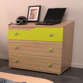 Furniture123 Trix Teens 3 Drawer Chest in Lime