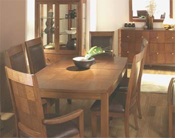 Vermont Dining Set with Framed Leather Chairs