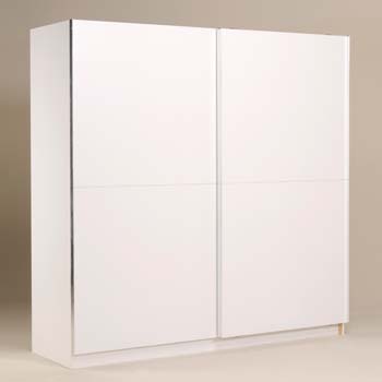 Zenza Sliding 2 Door 4 Shelf Wardrobe in White