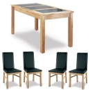 FurnitureToday Atlantis Oak Faux Leather Chair Dining Room Set