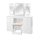FurnitureToday Avimore White 6 Drawer Kneehole Dressing Table Set