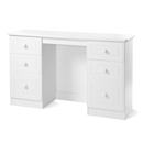 FurnitureToday Avimore White Painted 6 Drawer Kneehole Dressing