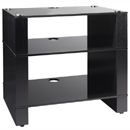 FurnitureToday Blok 300 Series Black Oak Black Glass AV Rack