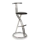 FurnitureToday Chrome and Leather Barstool with backrest
