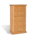 FurnitureToday Chunky Pine 5 Drawer Narrow Chest