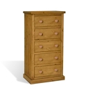 FurnitureToday Chunky Pine Kenilworth 5 Drawer Narrow Chest