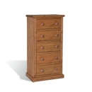 FurnitureToday Chunky Pine Mocha 5 Drawer Narrow Chest