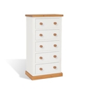 FurnitureToday Chunky Pine White 5 Drawer Narrow Chest