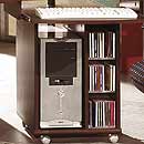 FurnitureToday Contempo Imperial Dark wood Roller CPU Station