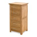 FurnitureToday Contemporary Oak 5 Drawer Narrow Chest