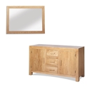 FurnitureToday Cuba Oak Large Sideboard with Free Large Mirror