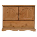 Devon Pine 1 drawer video unit with wooden doors