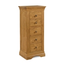 FurnitureToday French Style Oak 5 Drawer Wellington Chest