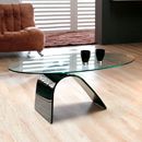 FurnitureToday Giavelli Black Base with Clear Top Coffee Table
