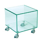 Glass TV cube table on wheels