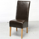 Havana Brown Leather Dining chair with light feet
