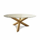 FurnitureToday Havana Round Glass Oak Table