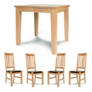FurnitureToday Hereford Oak 900mm Extending Dining Table Set