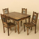 FurnitureToday Indian Jali light 135 dining table with 4 chairs