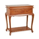 FurnitureToday Island Solid Teak 2 Drawer Curved Leg Side Table