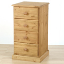 FurnitureToday Kent solid pine 4 drawer bedside