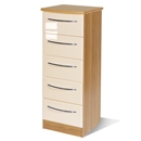 FurnitureToday Knightsbridge Cream Gloss and Oak 5 Drawer Locker