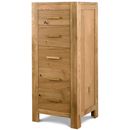FurnitureToday Lyon Oak Five Drawer Tall Chest