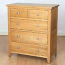 Milano Solid Oak 2 over 3 Chest of drawers