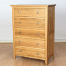 Milano Solid Oak 5 Chest of drawers
