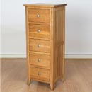 Milano Solid Oak 5 drawer Narrow Chest