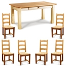 FurnitureToday Mottisfont Painted Pine Rush Seat Square Leg