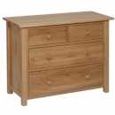 FurnitureToday New Devon Solid Oak 2 over 2 Chest