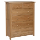 FurnitureToday New Devon Solid Oak 2 Over 4 Drawer Chest